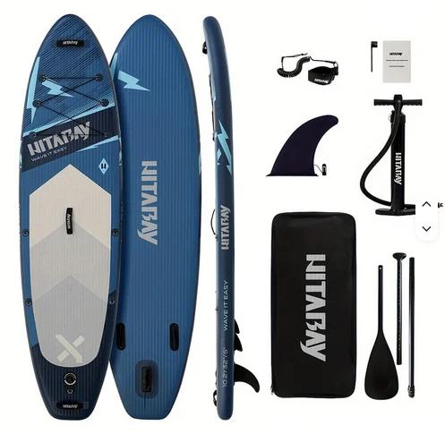 Aufblasbares SUP-Paddleboard - Stand-Up-Paddleboard - 3,10 m Lang - 76 cm Breit - Stabil - Tragkraft 181 kg - Mit Paddel, Pumpe, Tasche, Leash und Finne