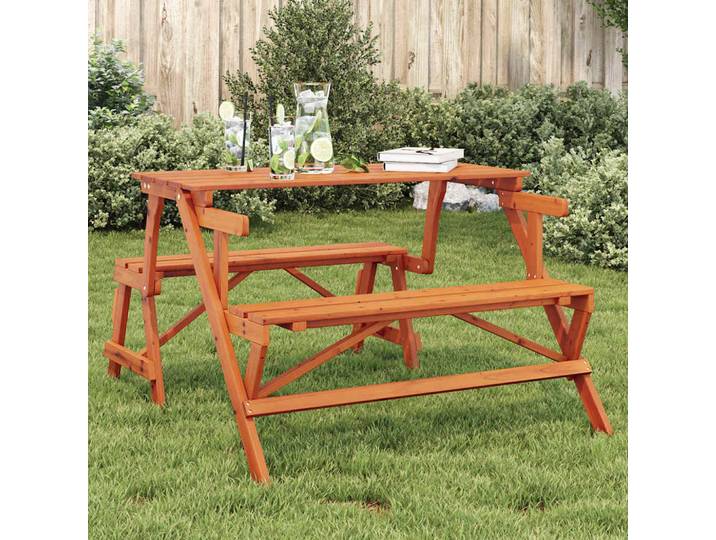 vidaXL Picknicktisch mit Bänken 2-in-1 Massivholz Tanne