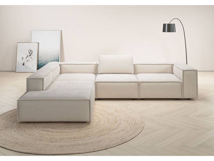 Ecksofa HOME AFFAIRE Watertown luxuriöses Design & erstklassige Qualität, Japandi Design , beige (nature), B:331cm H:68cm T:261cm, 100% Polyester, Sofas, Ecksofa, Breite 311 cm