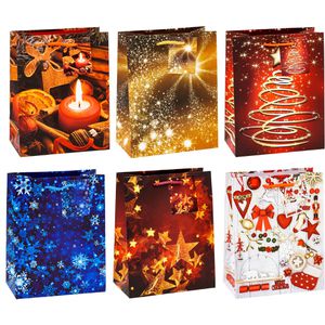 TSI Geschenktüte 83018 Weihnachten Serie 8, Geschenktasche, 18 x 23cm, sortiert, 12 Stück