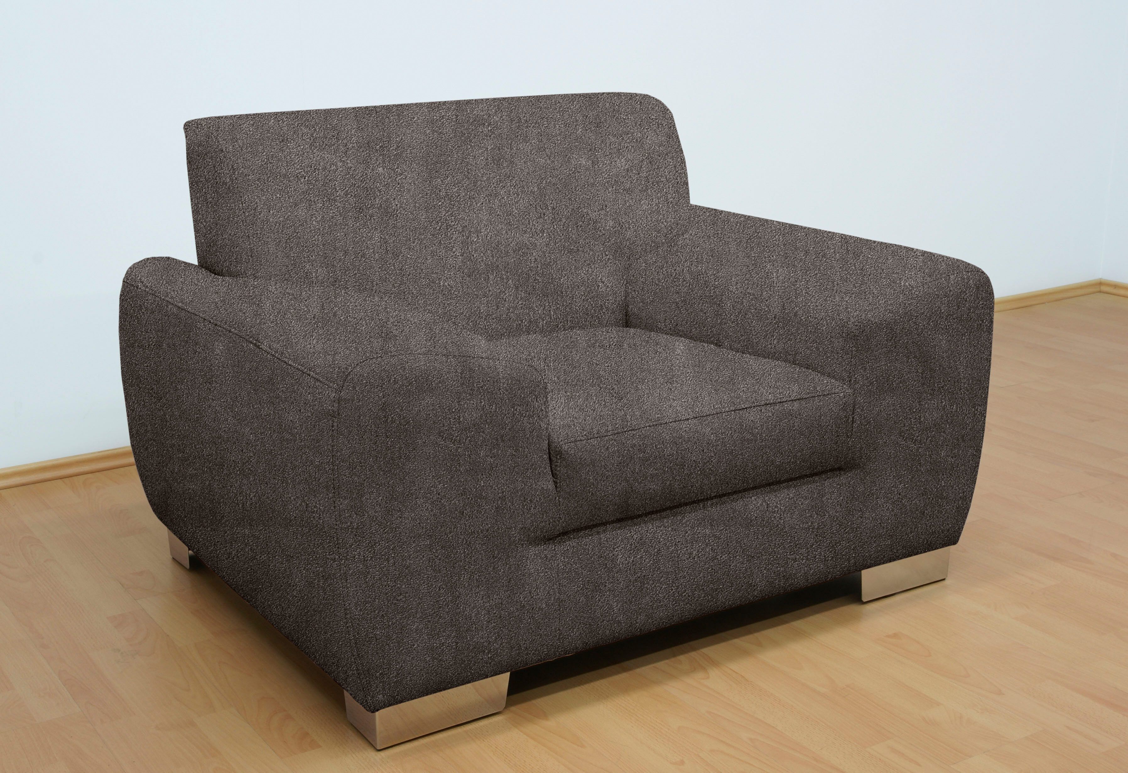 Sessel DOMO COLLECTION "Ricardo zeitlos, elegante Armlehnen, komfortabel", grau, B:125cm H:81cm T:95cm, PRIMABELLE- Microfaser (100% Polyester);Luxus-Kunstleder;Strukturstoff (90% Polyester, 10% Polyacryl), Sessel, Sessel