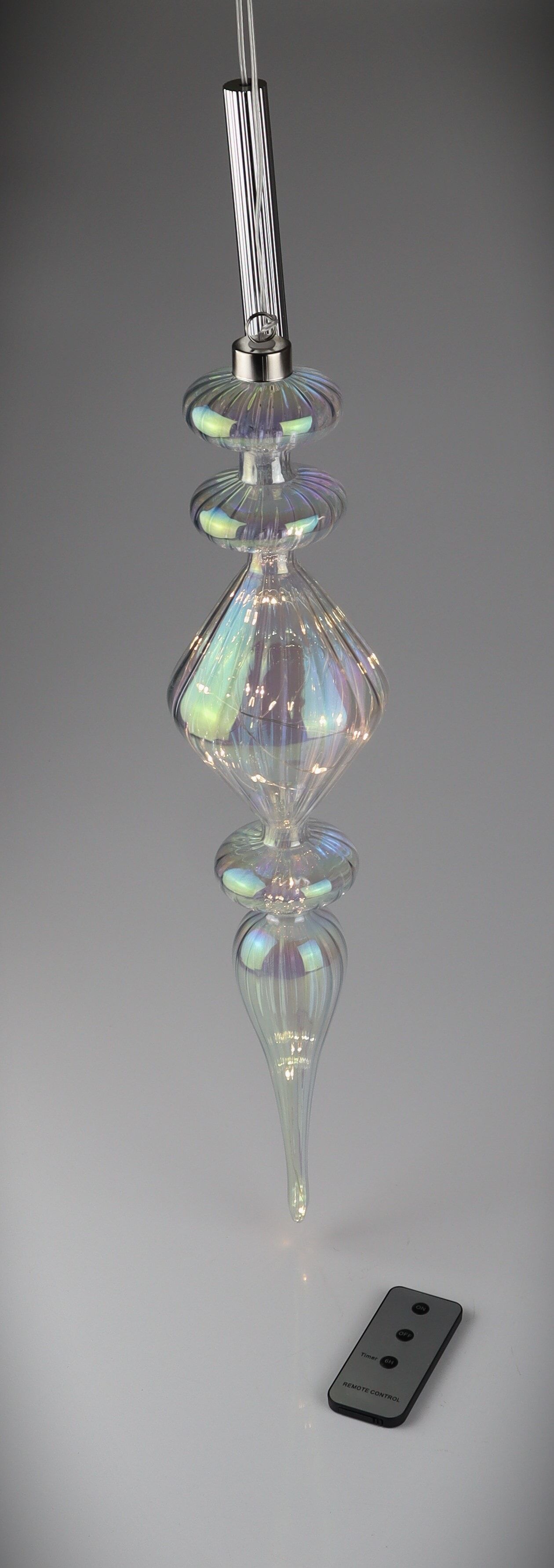 LED Dekoobjekt AM DESIGN "Glas-Zapfen irisierend, 20 Leuchten", transparent (irisierend), H:47cm L:9cm, Leuchten, LED Dekoobjekt, 9x47 cm