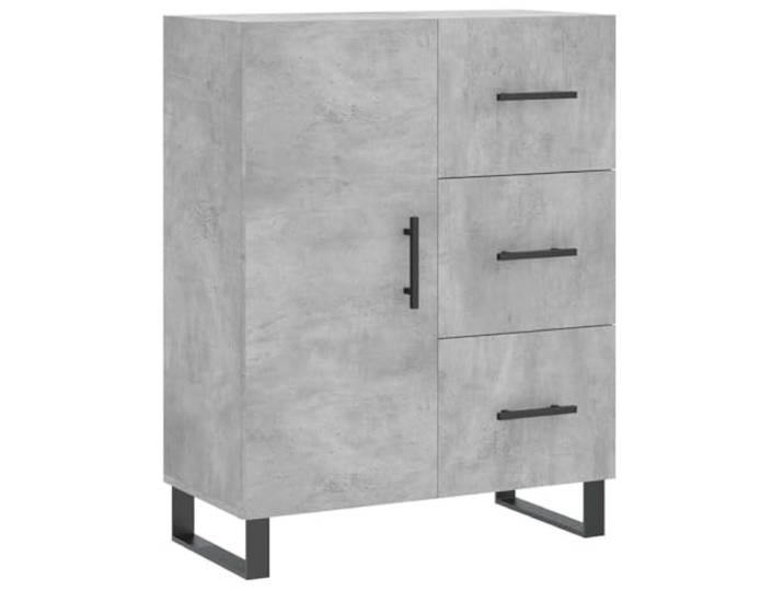 KGFHERENB Sideboard Betongrau 69,5x34x90 cm Holzwerkstoff Metall Kompakter Flurschrank und Kommode fuer Wohnzimmer und Schlafzimmer mit drei Schubladen sowie zwei Faechern.