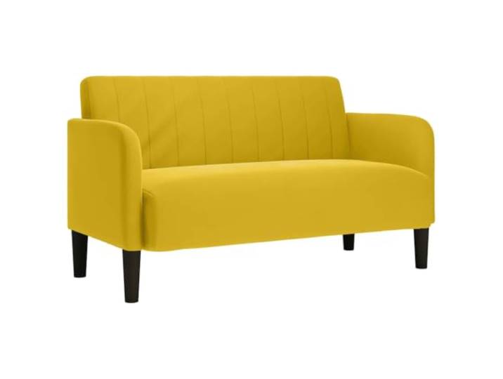 KUTYWEXFM Zweisitzer Sofa Samt Gelb 109 cm Polstersofa Couch Kompakte Couch aus weichem Samtstoff mit elastischer Federung und stabiler Holzkonstruktion fuer Wohnzimmer und Büro.