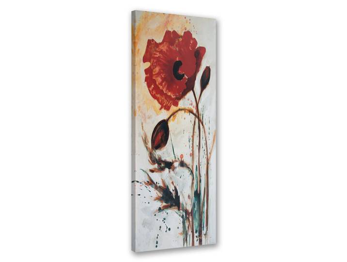 Feeby Wandbild gemalte mohnblume, Rot, Floral, Rechteckig, 30x90 cm, Bilder & Rahmen, Bilder, Leinwandbilder