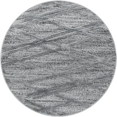 Teppich AYYILDIZ TEPPICHE "PISA 4706 , auch als Läufer und Rund", grau, H:20mm Ø:80cm, Polypropylen (PP), Teppiche, Teppich, Hoch Tief Struktur, pflegeleicht, Wohnzimmer, Schlafzimmer