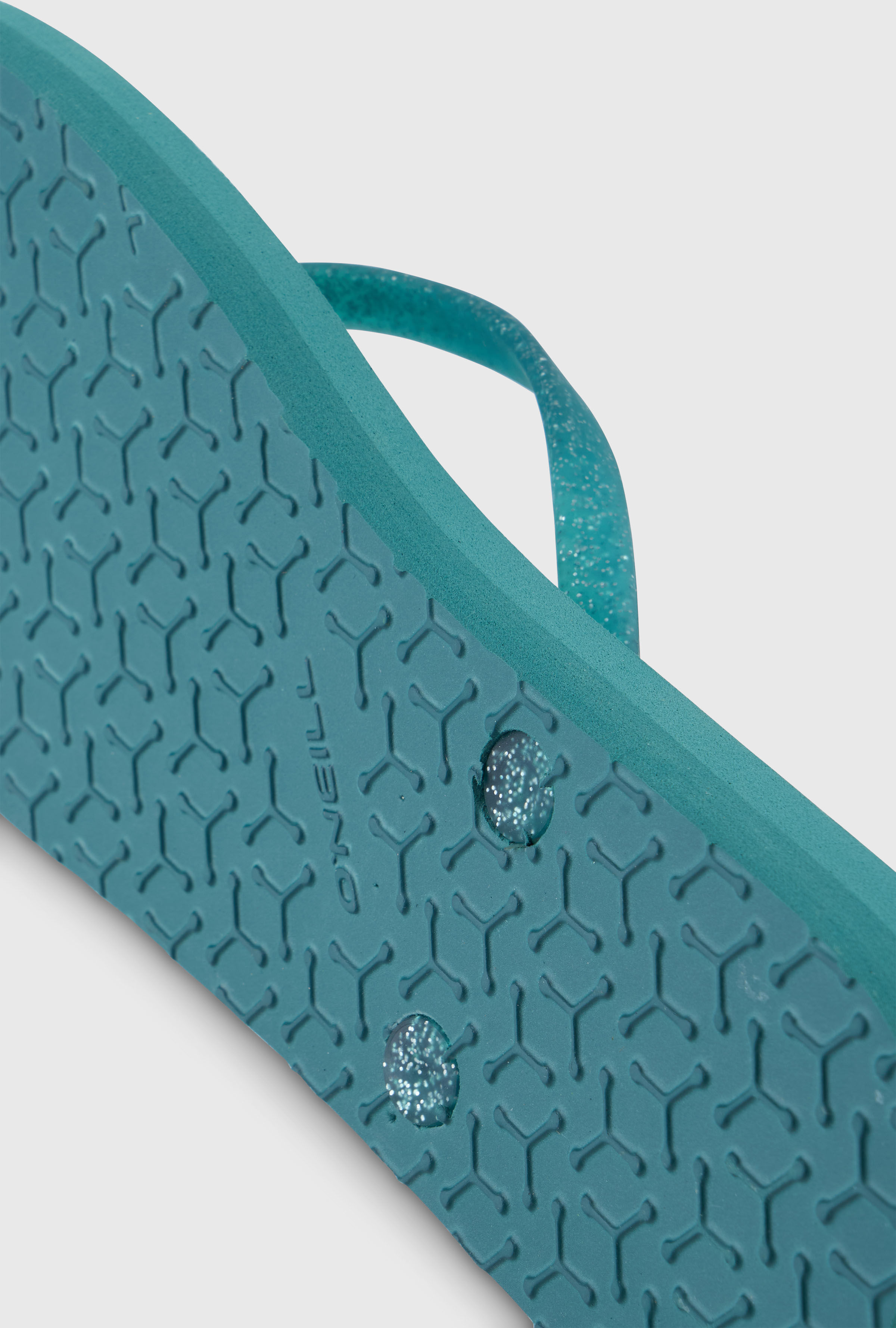 Zehentrenner O'NEILL "PROFILE GLITTER SANDALS", Damen, Gr. 36, blau (botanical heat), Synthetik, Schuhe Zehentrenner, sportlicher Stil, leicht profilierte Gummisohle, ohne Verschluss botanical heat 36