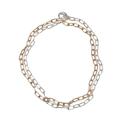 Halsreif URBAN CLASSICS "Urban Classics Unisex Bicolor Layering Necklace", rosa (gold, silber), Halsketten, Damen, onesize, Eisen