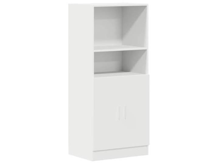 KUPTYERFG Küchenschrank Weiß 57x41,5x131,5 cm Holzwerkstoff Vielseitiger Beistellschrank mit Türen und offenen Fächern für Küche, Büro oder Restaurant. Pflegeleichte Oberfläche.