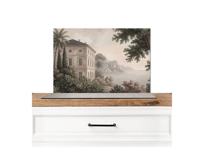KitchenYeah Küchenrückwand Meer - Villa - Beige, (1-tlg), Küchenrückwand, Spritzschutz, Kitchen, 100x50 cm