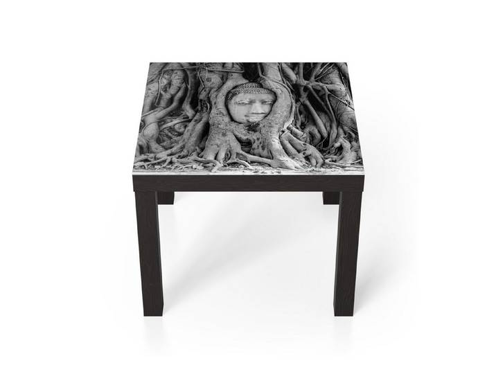 DEQORI Couchtisch 'Buddha in Wurzeln', Glas Beistelltisch Glastisch modern