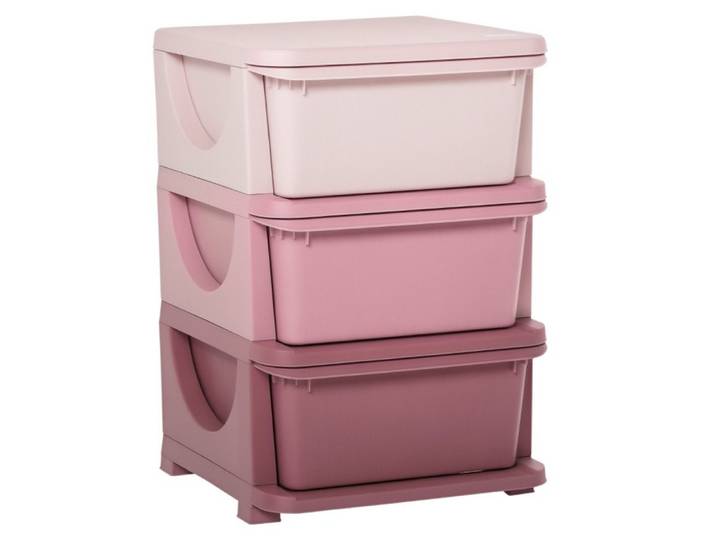 MIBODE Kinderregal Kinder Spielzeugaufbewahrung mit 3 Schubladen Rosa