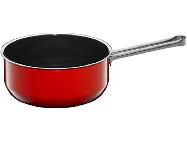 WMF Fusiontec Compact Stielkasserolle 18 cm, Kochtopf klein Induktion 1,8l, High-Tech Keramik, kratzfest, rot