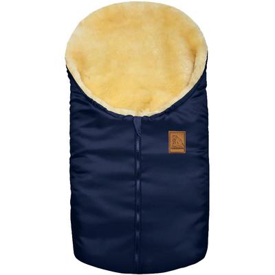 Fußsack HEITMANN FELLE "Eisbärchen - Kleiner Lammfell Winterfußsack - Premium Qualität", Kinder, blau (marine), Polyester, Fußsäcke Fußsack, mit echtem Lammfell, für Tragschalen, Kinderwagen u.v.m