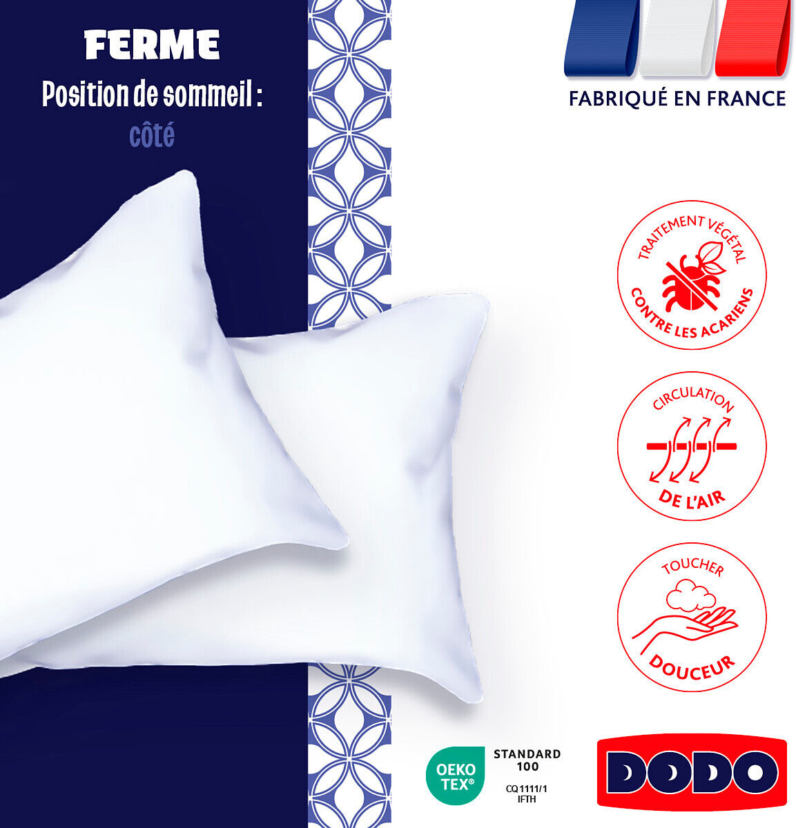 DODO Oreiller FERME - Doux & Anti-Acariens