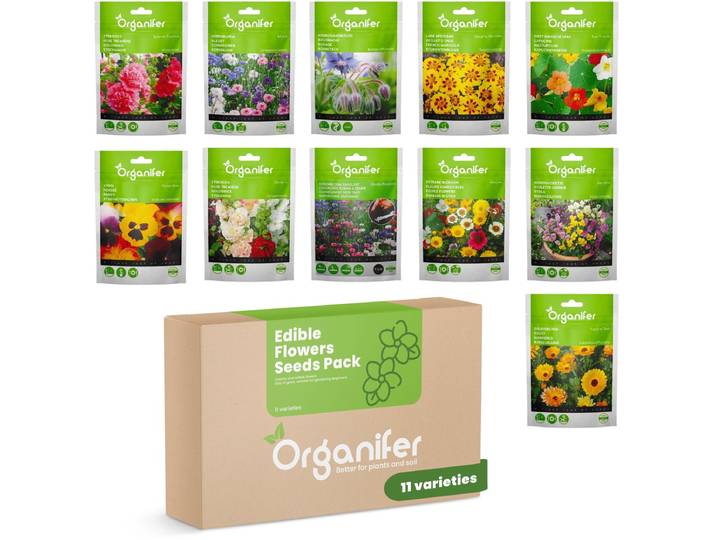Eetbare Bloemen Zaden Pakket - 11 Soorten - Oost Indische Kers Zaad - Eetbare Planten - Korenbloem Zaad - Eetbare Bloemen Zaad - Eetbare Tuin - Organifer