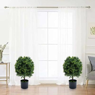 YUN "20"" Artificial Topiary Ball Trees Set of 2 - Dark Green"