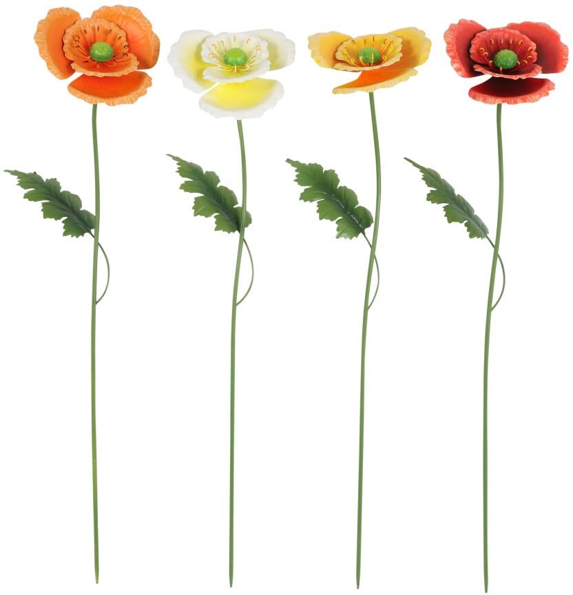 Flamingo Oldenburger Flamingo Gartenstecker Papaver Metall 22 x 77 cm mehrfarbig