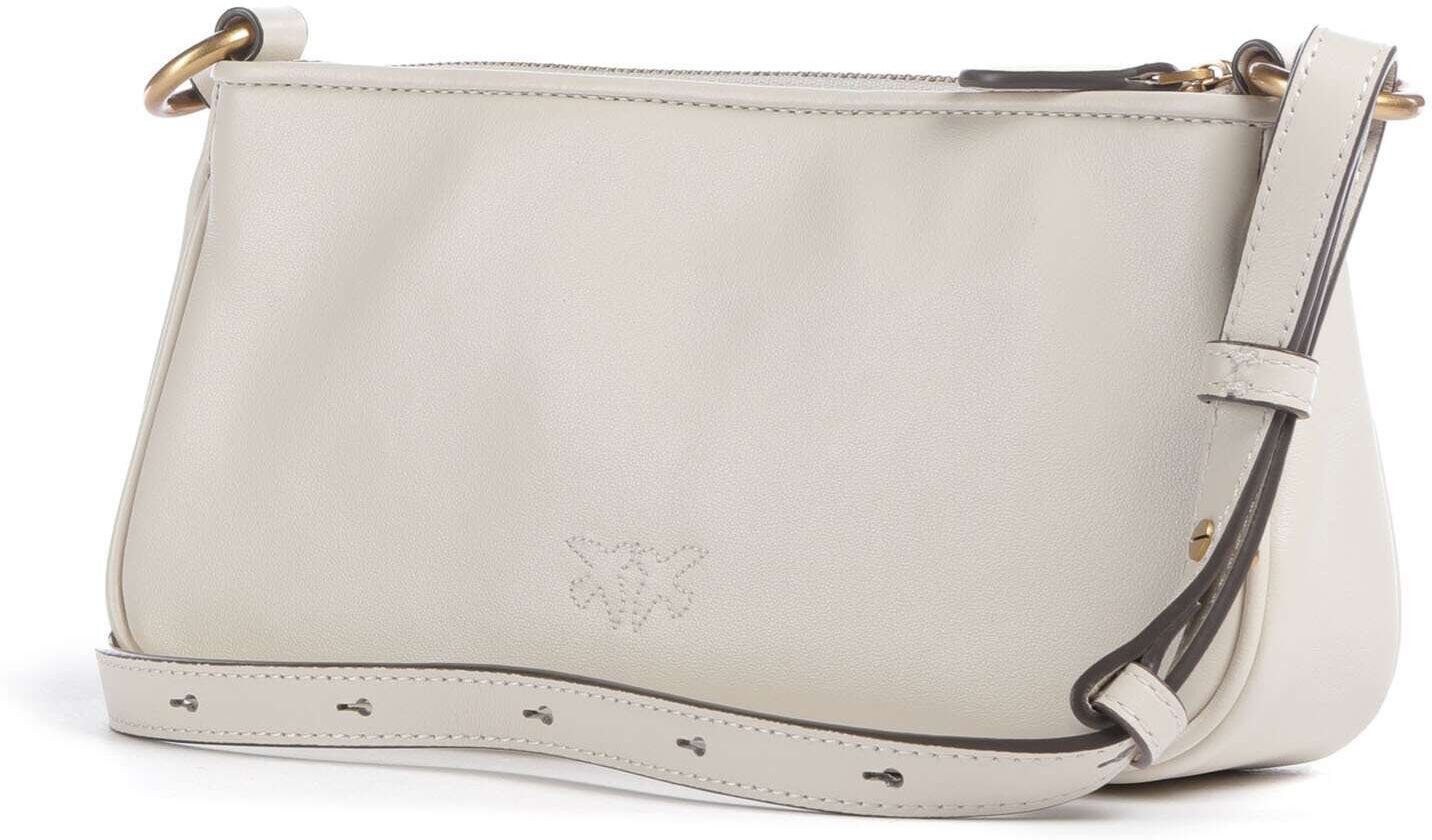Pinko Half Moon Mini Umhängetasche aus Leder, weiß