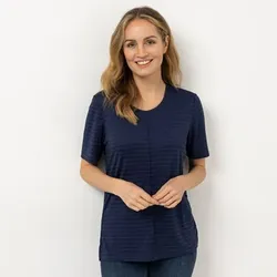 DENIM & CO. Shirt 1/2-Arm Rundhalsausschnitt Seitenschlitze