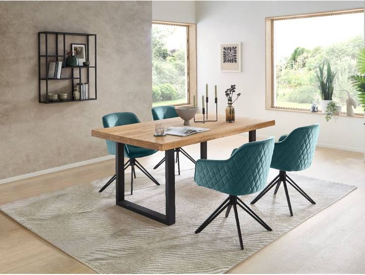 moebel-dich-auf Essgruppe CAPRI-U, (Esszimmer Set, 1 Esstisch Eiche massiv geölt, 4 Stühle), 180 x 100 cm