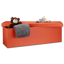 Relaxdays Faltbare Sitzbank aus Kunstleder Orange