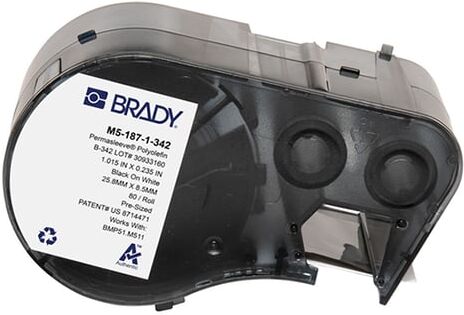 Brady M5-187-1-342 fita de tubo termorretrátil preto sobre branco 8,50 mm x 25,78 mm