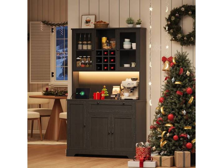 Armoire de cuisine armoire haute armoire de rangement vitrine avec porte étagère à épices intégrée clayettes réglables avec