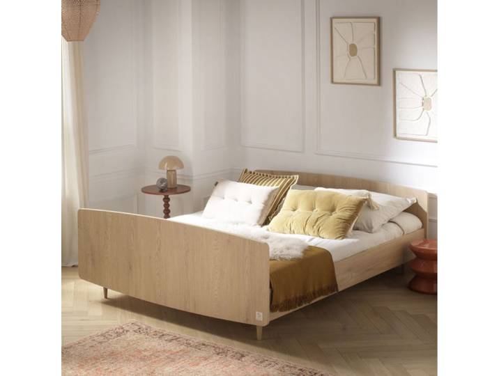 Cadre de lit - MY LOVE - 140 x 190 cm - Chêne vintage - Style vintage