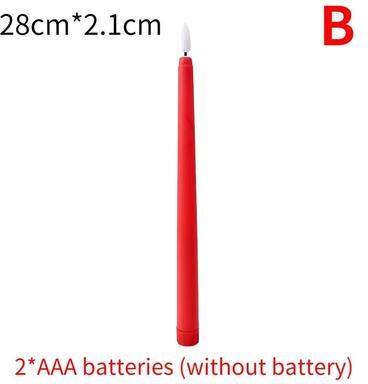 Uplifted Finds 1 Or 4 PCS Long Christmas LED Taper Candle Flameless Pointed Flickering Light For Church And Holiday Home Decor b red 1 Pc