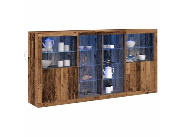 vidaXL LED-Sideboard 3 STK. Altholz 202 x 37 x 100 cm Holzwerkstoff