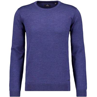 Rundhalspullover RAGMAN, Herren, Gr. 58, blau (blau, melange, 782), Strick, 100% Wolle, ohne Ausschnitt, Pullover Rundhalspullover
