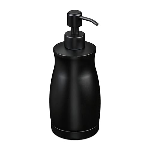 Relaxdays Zeeppompje zwart rvs 400 ml navulbaar en vrijstaand