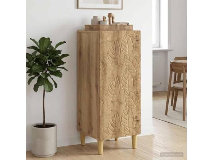 RJPLMFV Anrichte Eiche Handarbeit 33 x 34,5 x 90 cm Holzwerkstoff, Beine aus massivem Eukalyptus, Türen 90°, für Wohnzimmer oder Esszimmer
