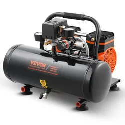 VEVOR-Luftkompressor, 2 Gallonen Stahltank, 1 PS, 2,5 CFM, 8 Bar, ölfreier Luftkompressor und max. 120 PSI Druck, 81 dB, ultraleiser tragbarer Kompressor, für Autoreparatur, Reifenbefüllung, Spritzlackierung