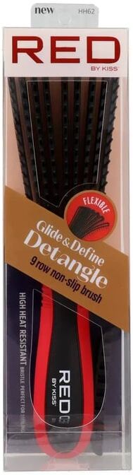 Kiss Ez Glide Detangling Brush 9 Rows Cepillo Negro