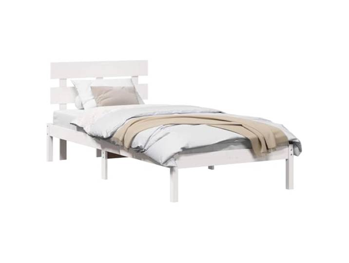 PUGYNBK Bettgestell 90 x 190 cm, massives Kiefernholz Kopfteil im Lieferumfang enthalten, modernes Design, warmes Braun, langlebig und robust