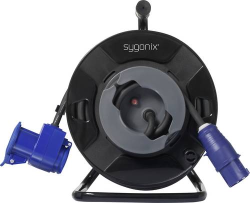 Sygonix SY-6684366 Kabeltrommel 25m Schwarz CEE-Cara-Stecker