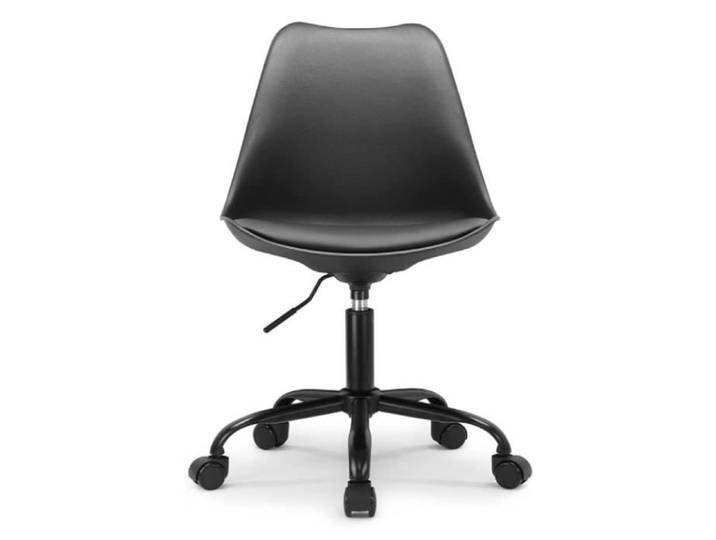 Chaise de bureau - JEOBEST - Noir - Style minimaliste - Avec roues - Matériau PP - Pieds Métal