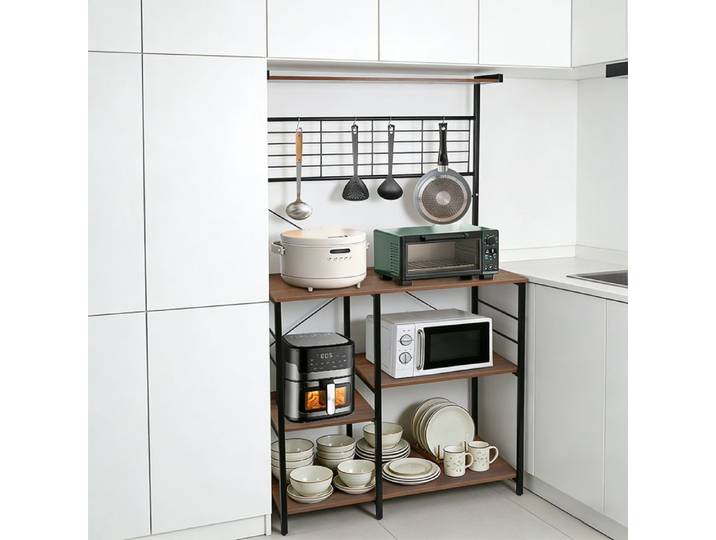 YIYI. ÉTAGÈRE DE RANGEMENT DE CUISINE SUPPORT D'ORGANISATION 90 X 40 X 168 CM MARRON + BLANC