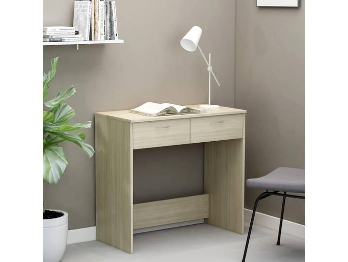 Schreibtisch \ Jeggeleben\ aus Spanplatte in Sonoma-Eiche. Abmessungen (L/B/H) 80x40x75 cm