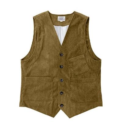 Herren Weste Gilet Urlaub Party Geschäft Mode Lässig Frühling Herbst Knöpfe Tasche Polyester Cordstoff Bequem Einfarbig Einreihig Ein-Knopf V Ausschnitt Normale Passform Dunkelbraun Schwarz Wein