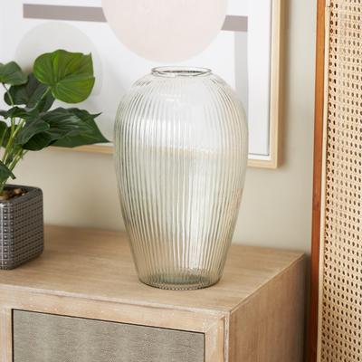 ARCILLA ELEMENTAL Clear Glass Ribbed Decorative Vase