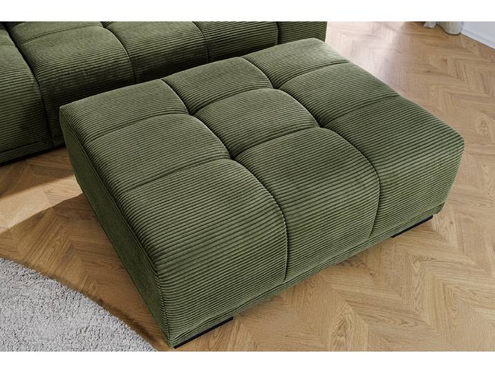 Moderner Hocker ELEGANCIA 110cm grün Cord mit Ziersteppung