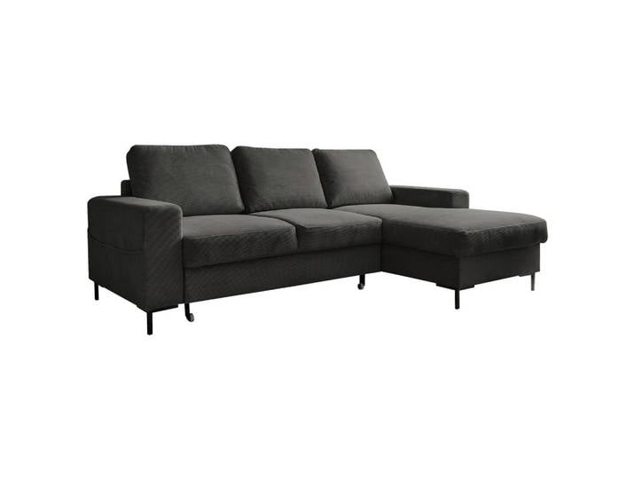 Ecksofa, Grau, 236x148 cm, Textil, Liegefunktion & Ottomane rechts, Modern, MID.YOU