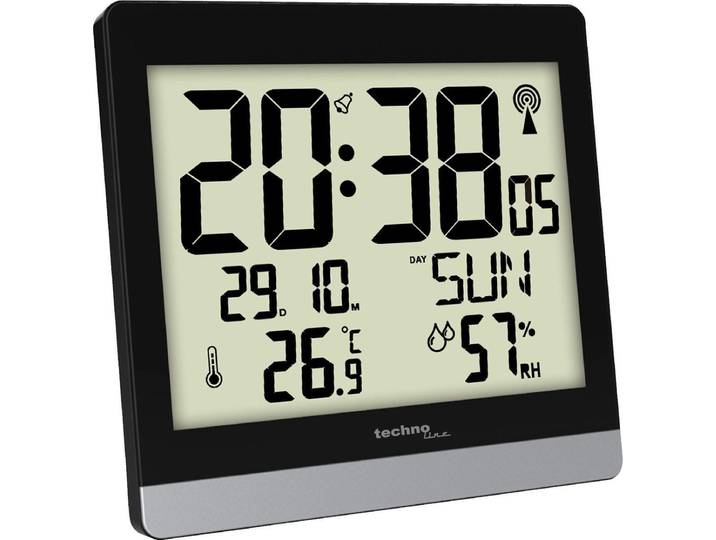 Technoline WS 8014 - Digitale wandklok - Thermometer - Hygrometer - Zwart