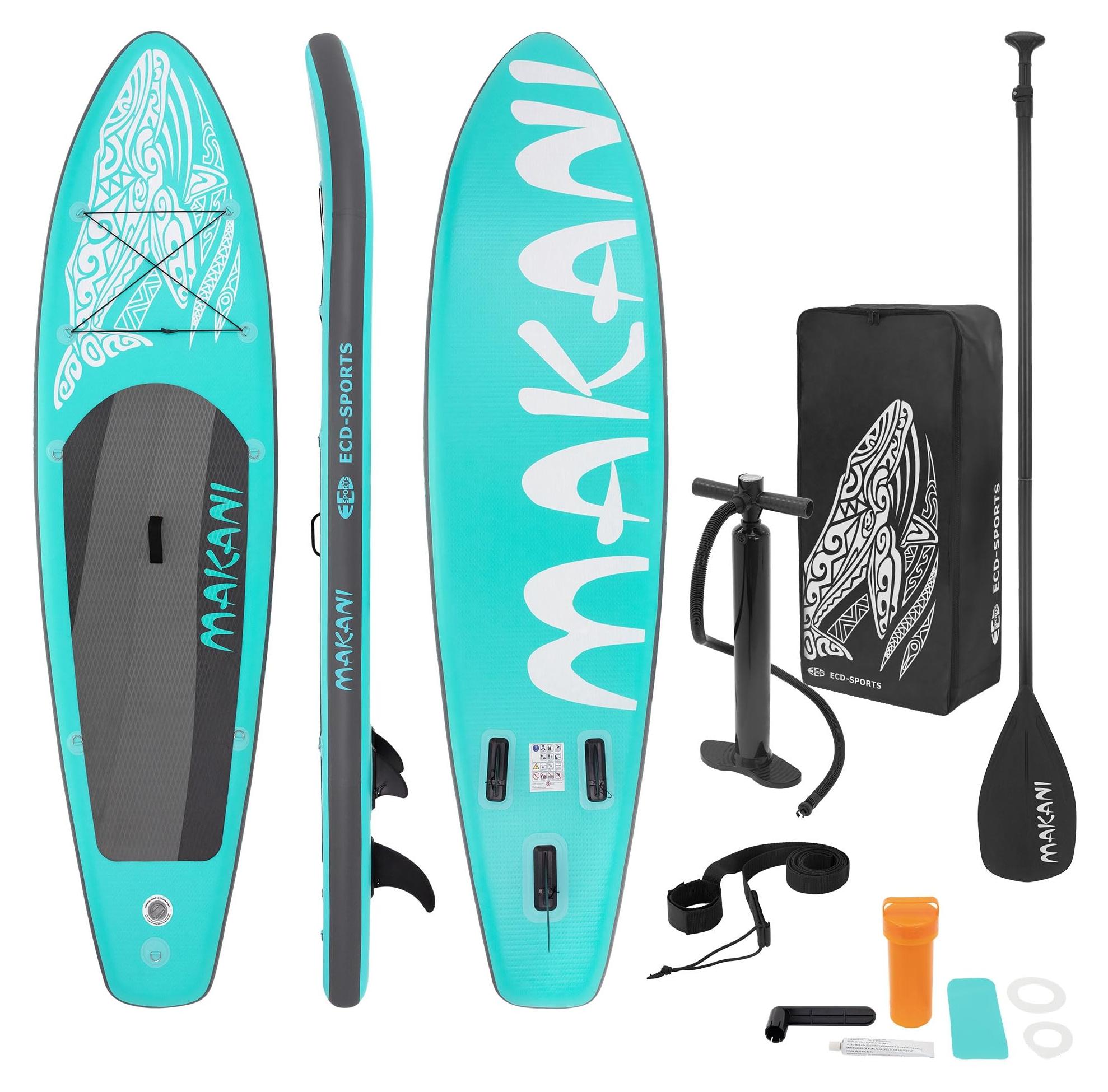 SUP Board aufblasbar 320x80x15 cm Türkis, bis 120 kg, mit Zubehör
