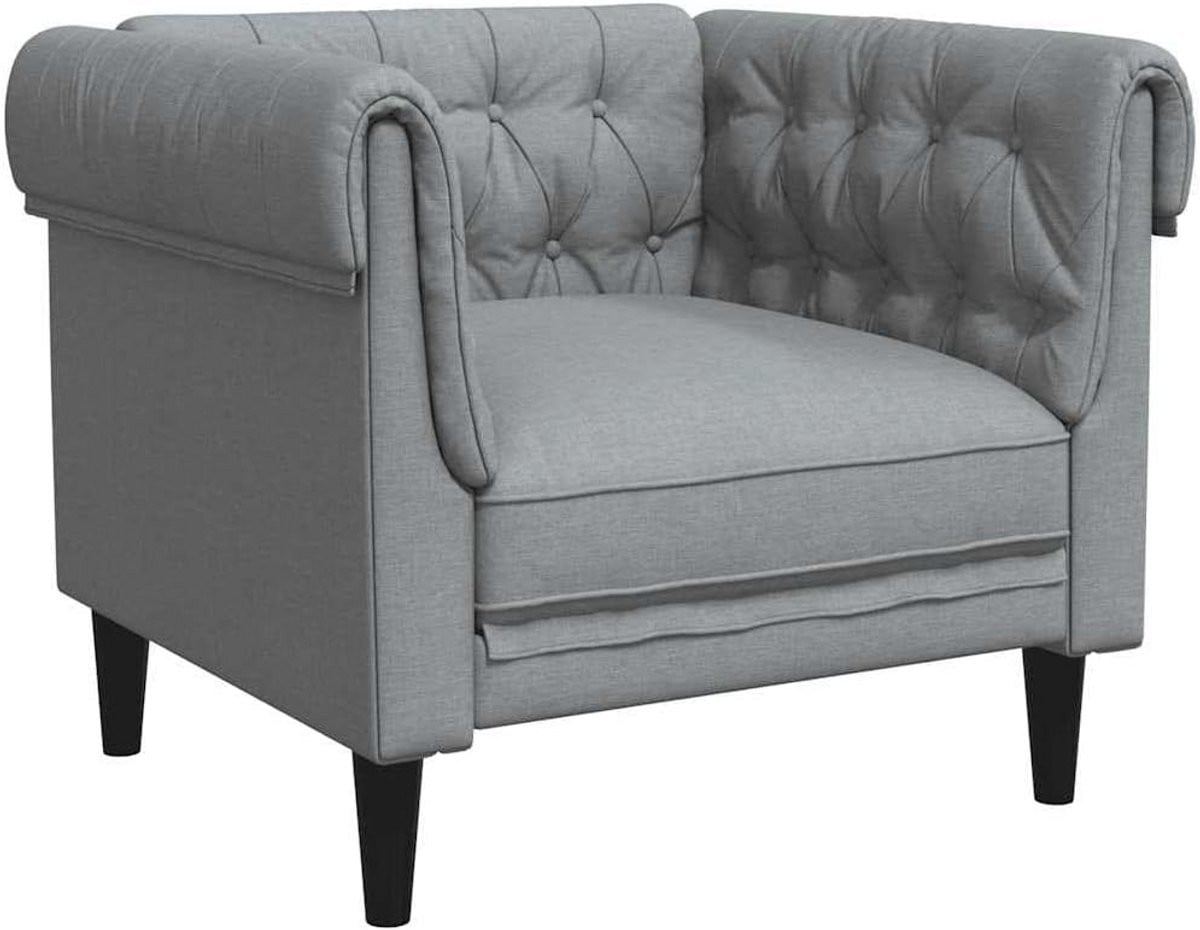 Lichtgrijze Chesterfield Fauteuil - Comfortabele Relaxfauteuil voor Volwassenen