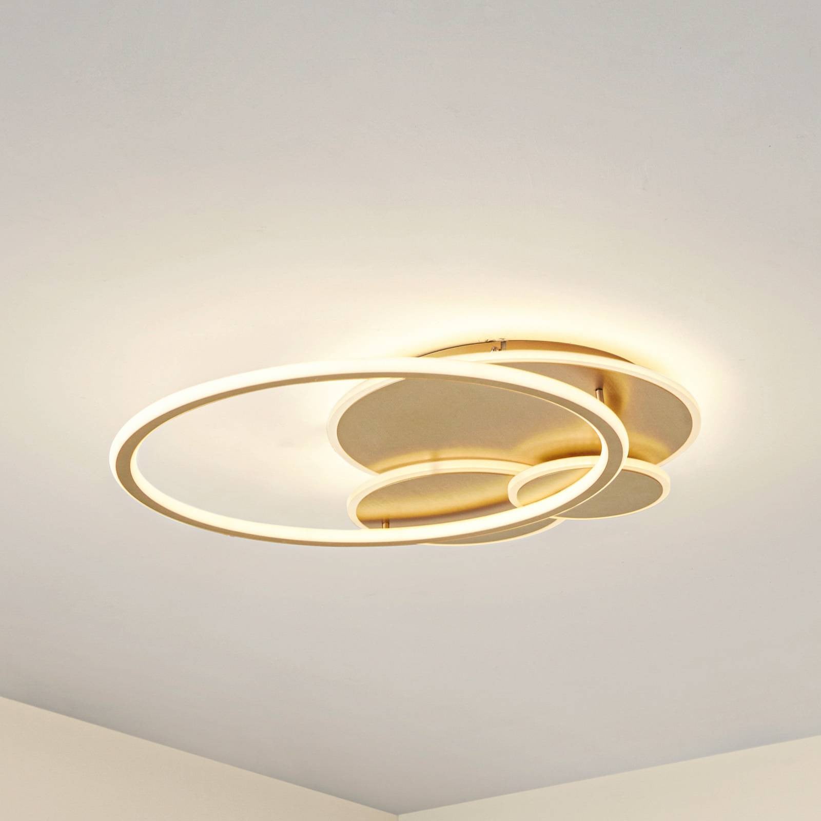 Lucande Circulo LED plafondlamp - Goud/Messing - Rond - Modern - Dimbaar