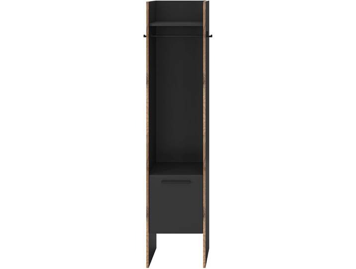 Garderobenschrank HOME AFFAIRE MUSTA, Breite: 42cm, inkl. Kleiderstange, 2 Haken, 1 Tür , schwarz (basalt grau, nox oak nachbildung), B:42cm H:190cm T:37cm, FSC-zertifizierter Holzwerkstoff, Schränke, Garderobenschrank, Dielenschrank, Flurschrank, Schrank, Universalschrank, Sitzbank